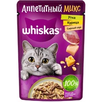 Корм для кошек Whiskas Аппетитный микс с курицей и уткой в сырном соусе 75г